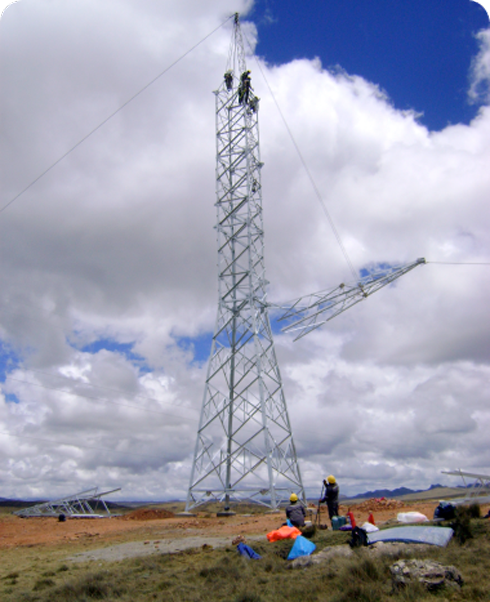 Construction of a transmission line in Peru